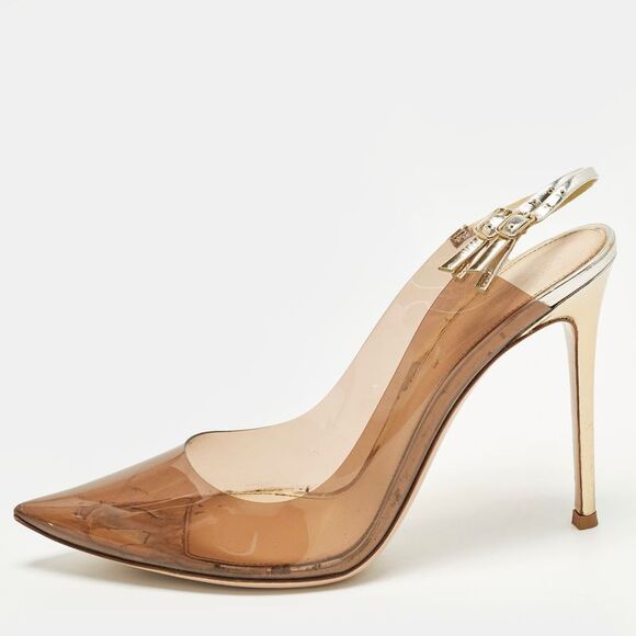Gianvito Rossi Shoes - Gianvito Rossi Kyle Size 41 Tricolor Leather And Pvc Slingback Pumps